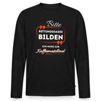 Veuillez former une voie d’urgence ...- Pour les buveurs de café - T-shirt manches longues Premium bio Homme - noir - Devant - Nico (187cm)