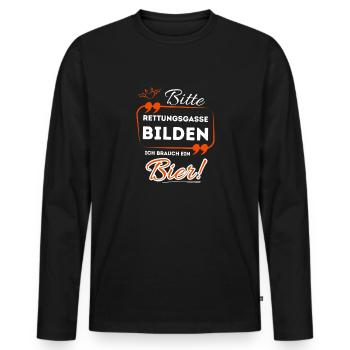S’il vous plaît, formez une file d’attente, j’ai besoin d’une bière ! - T-shirt manches longues Premium bio Homme - noir - Devant - Nico (187cm)