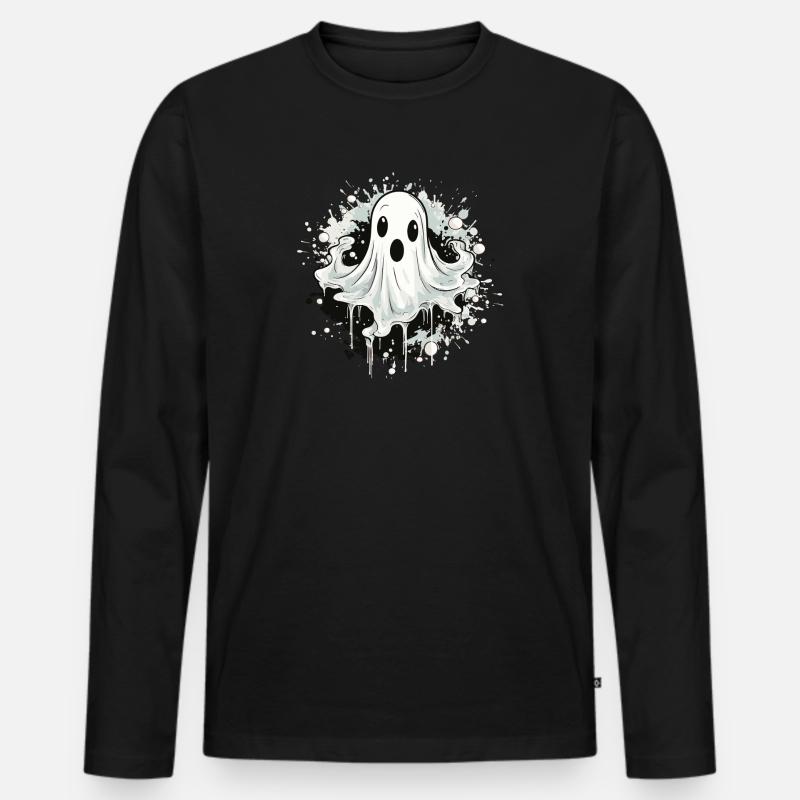 Geister-Splatter Motiv - Männer Premium Bio Langarmshirt - Schwarz