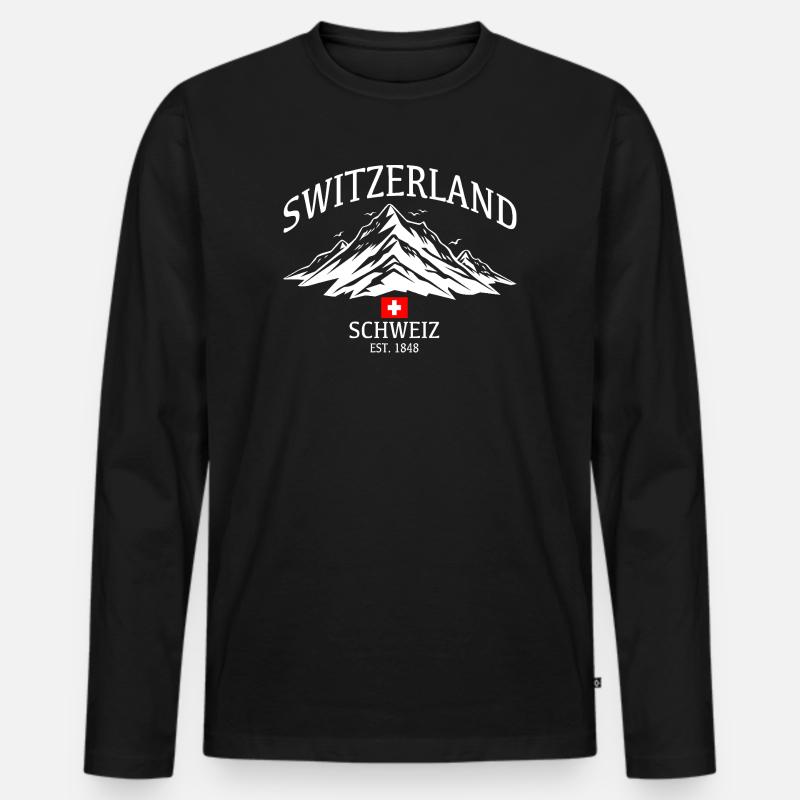 Schweiz swiss Est.1848 - Männer Premium Bio Langarmshirt - Schwarz