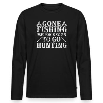 Erst fischen, dann jagen - Männer Premium Bio Langarmshirt - Schwarz - Vorne - Nico (187cm)