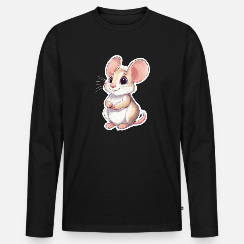 Maus - Männer Premium Bio Langarmshirt - Schwarz