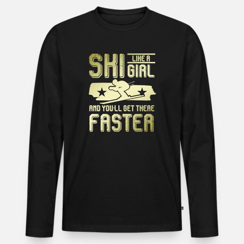 ski mädchen - Männer Premium Bio Langarmshirt - Schwarz