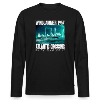 Windjammer 1957 - Traversée de l’Atlantique - T-shirt manches longues Premium bio Homme - noir - Devant - Nico (187cm)