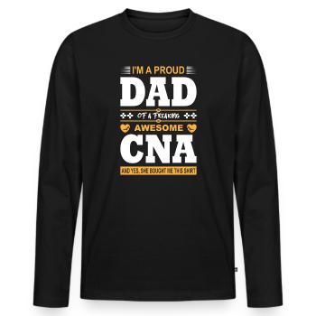 Drôle d’infirmière Cadeaux Tenues d’allaitement - T-shirt manches longues Premium bio Homme - noir - Devant - Nico (187cm)