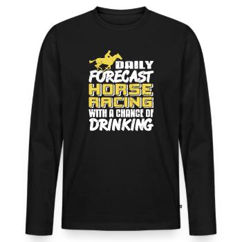 Prévisions de courses de chevaux avec humour de consommation d’alcool le jour de la course - T-shirt manches longues Premium bio Homme - noir - Devant - Nico (187cm)