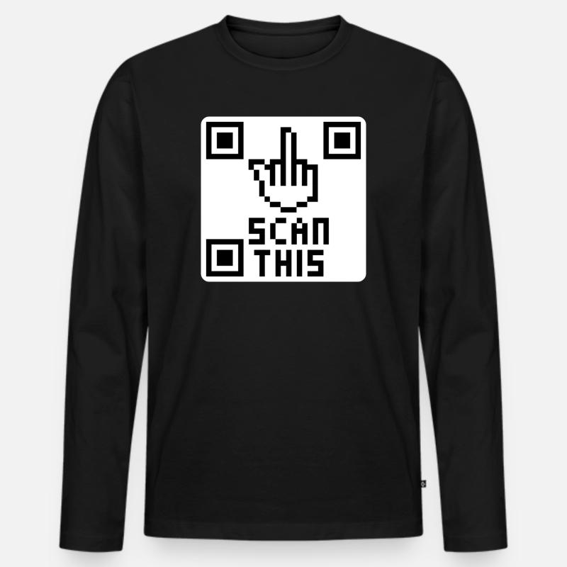 QRcode Mittelfinger - Männer Premium Bio Langarmshirt - Schwarz