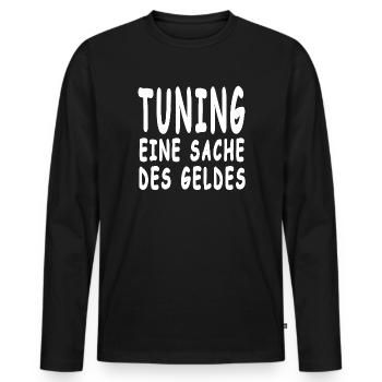 Tuning - Männer Premium Bio Langarmshirt - Schwarz - Vorne - Nico (187cm)