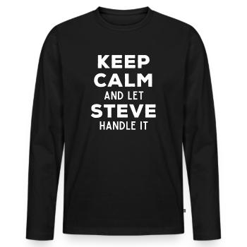 Restez calme Laissez Steve le réparer en disant drôle - T-shirt manches longues Premium bio Homme - noir - Devant - Nico (187cm)