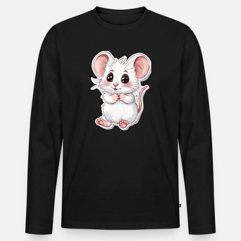Maus - Männer Premium Bio Langarmshirt - Schwarz