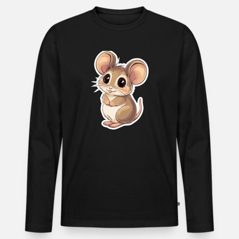 Maus - Männer Premium Bio Langarmshirt - Schwarz