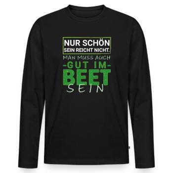 Bon dans le lit en disant jardin plantes à la main verte - T-shirt manches longues Premium bio Homme - noir - Devant - Nico (187cm)