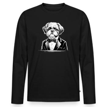 shih tzu - Men's Premium Organic Long Sleeve Shirt - black - Front - Nico (187cm)