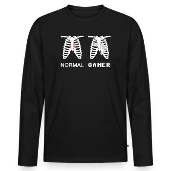 Gamer Anatomy Skeleton 8bit - Men's Premium Organic Long Sleeve Shirt - black - Front - Nico (187cm)