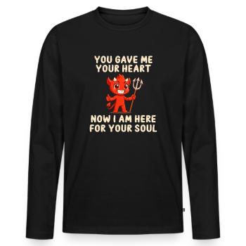 Devilish love message - Men's Premium Organic Long Sleeve Shirt - black - Front - Nico (187cm)