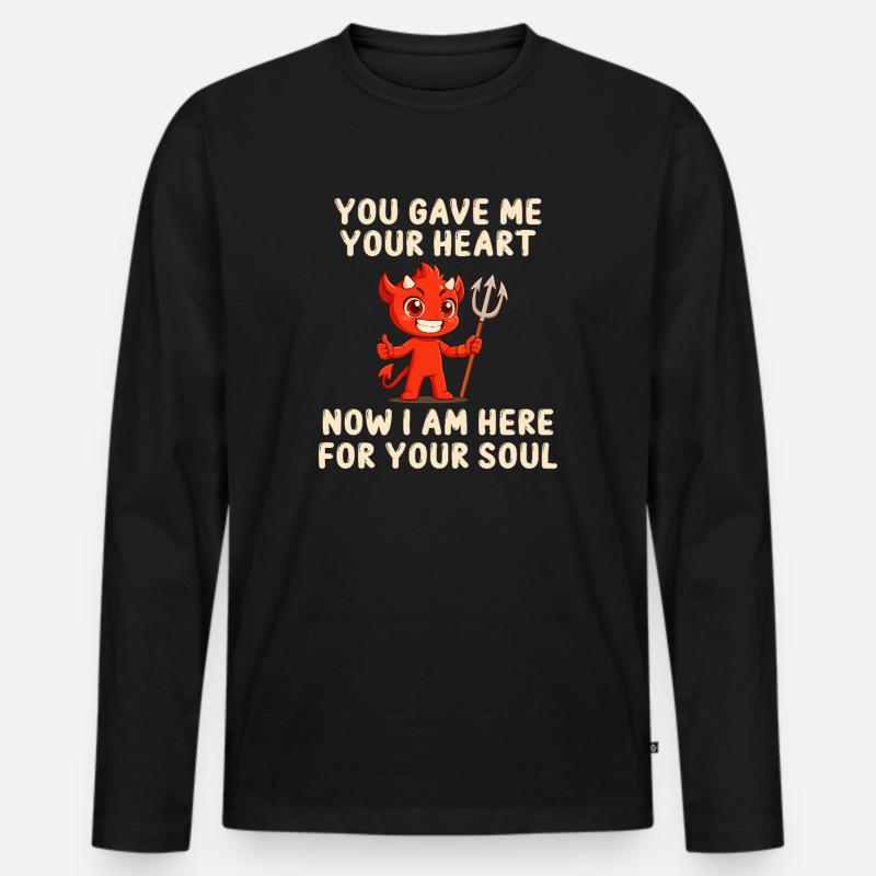 Teuflische Liebesbotschaft - Männer Premium Bio Langarmshirt - Schwarz