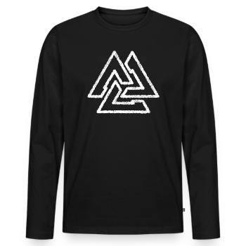 Valknut Viking Knot - Men's Premium Organic Long Sleeve Shirt - black - Front - Nico (187cm)