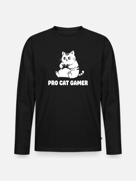 Pro Cat Gamer - Men's Premium Organic Long Sleeve Shirt - black