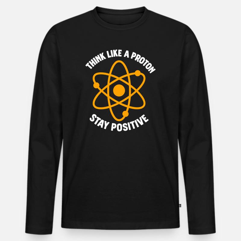 Proton Positiv Denken Atom Grafik - Männer Premium Bio Langarmshirt - Schwarz