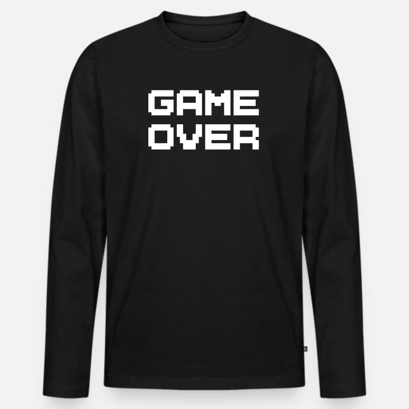 Game Over – Retro Gamer Vibes - Männer Premium Bio Langarmshirt - Schwarz