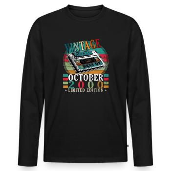 Cadeau d’anniversaire rétro vintage octobre 2000 - T-shirt manches longues Premium bio Homme - noir - Devant - Nico (187cm)