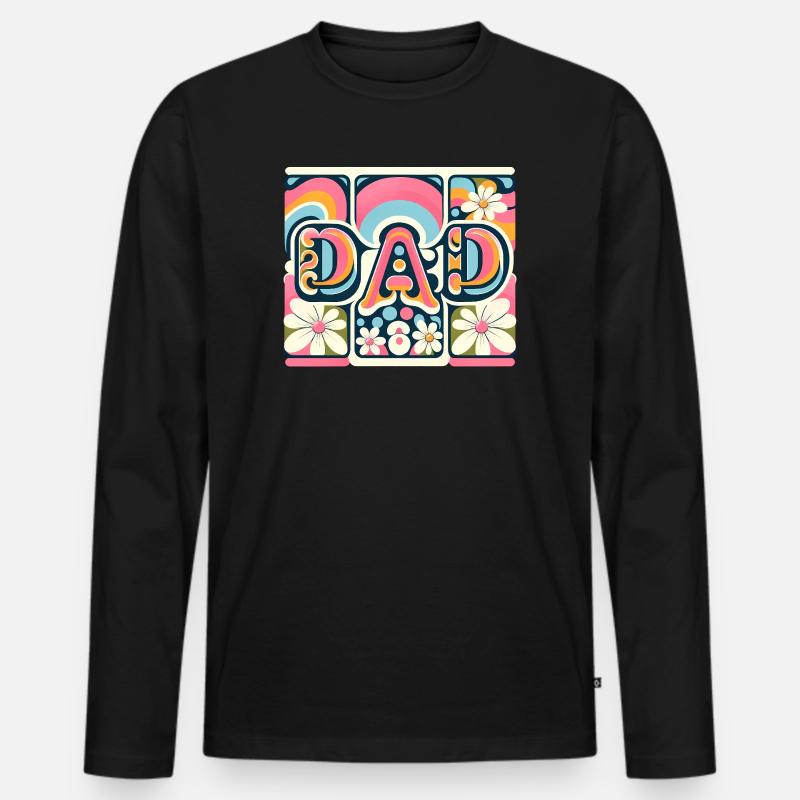 Flower Dad Blumen-Paneele - Männer Premium Bio Langarmshirt - Schwarz