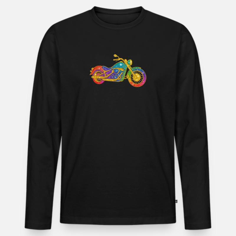 Glitzerndes Regenbogenmotorrad - Männer Premium Bio Langarmshirt - Schwarz