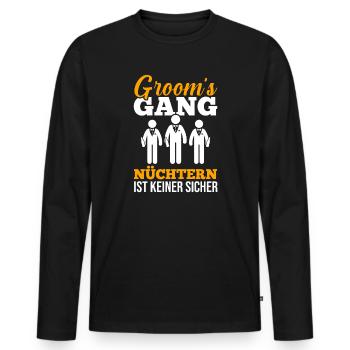 JGA Team Bräutigam Junggesellenabschied - Männer Premium Bio Langarmshirt - Schwarz - Vorne - Nico (187cm)
