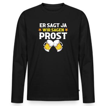 JGA Team Bräutigam Junggesellenabschied - Männer Premium Bio Langarmshirt - Schwarz - Vorne - Nico (187cm)