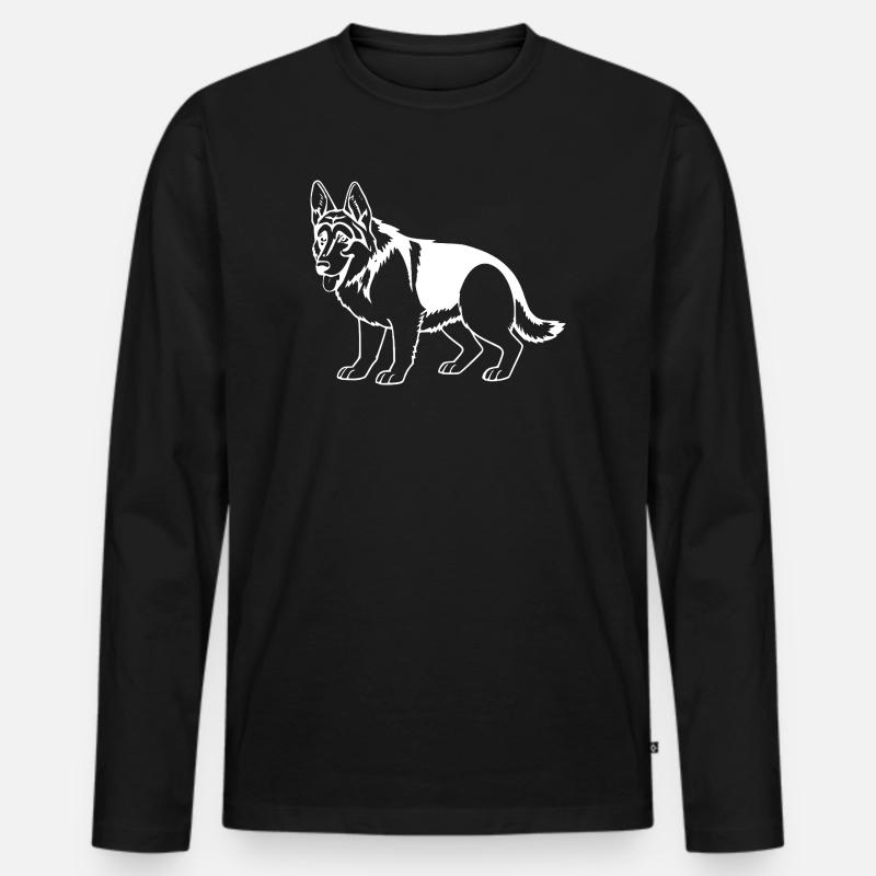 Schäferhund weiß - Männer Premium Bio Langarmshirt - Schwarz