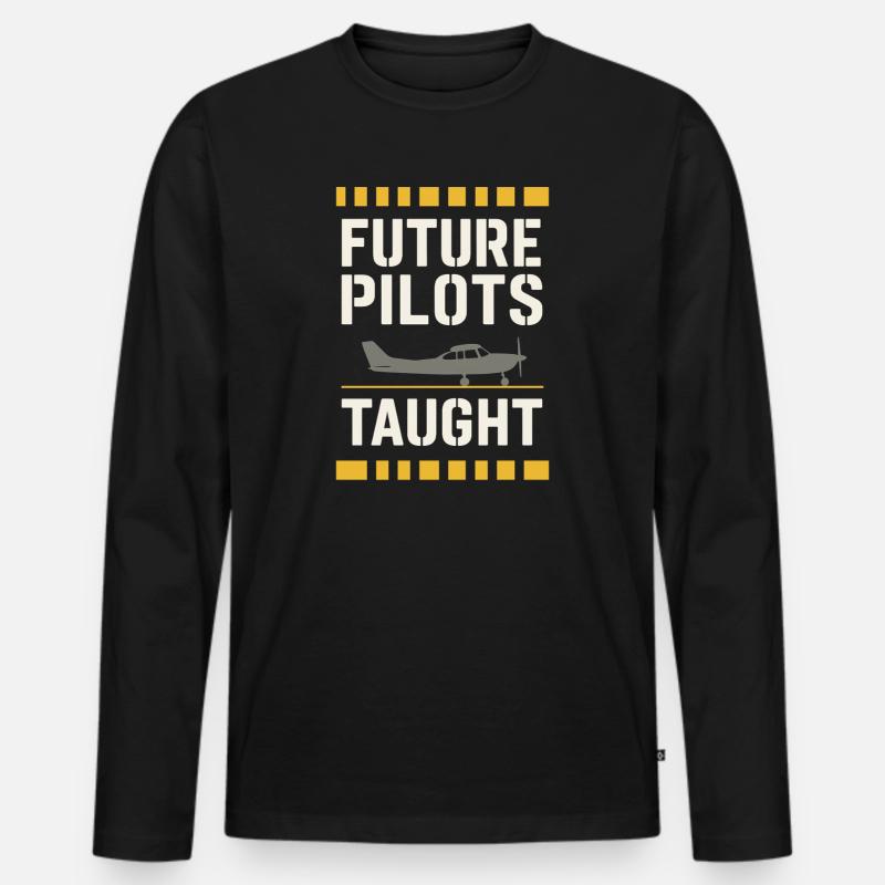 Fluglehrer Cfi Pilot Luftfahrtlehrer - Männer Premium Bio Langarmshirt - Schwarz