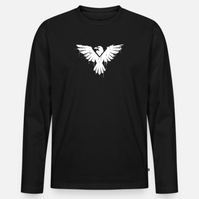 Schwarzweiß Vogelgraffiti - Männer Premium Bio Langarmshirt - Schwarz