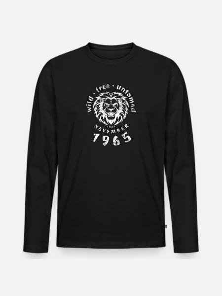60. Geburtstag Wild, free & untamed since 11/1965 - Männer Premium Bio Langarmshirt - Schwarz