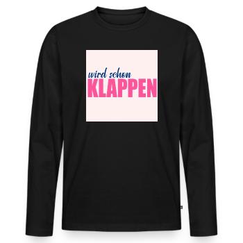Va travailler Optimisme - T-shirt manches longues Premium bio Homme - noir - Devant - Nico (187cm)