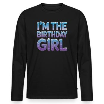 Dans les flocons de neige d’hiver de la fille d’anniversaire - T-shirt manches longues Premium bio Homme - noir - Devant - Nico (187cm)