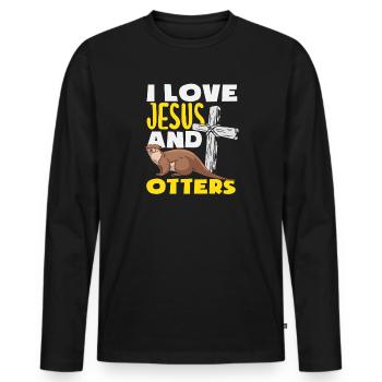 Jesus Sea Otter Cartoon - Men's Premium Organic Long Sleeve Shirt - black - Front - Nico (187cm)