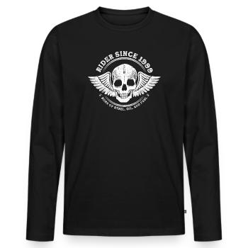 Fahrer seit 1999 - 26 Jahre pure Biker-Leidenschaft - Männer Premium Bio Langarmshirt - Schwarz - Vorne - Nico (187cm)