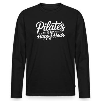 Pilates ist meine Happy Hour für Instruktoren - Männer Premium Bio Langarmshirt - Schwarz - Vorne - Nico (187cm)