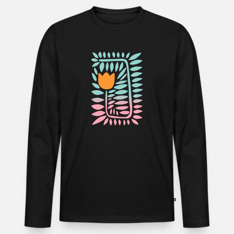 Gradient tulip - türkis - Männer Premium Bio Langarmshirt - Schwarz
