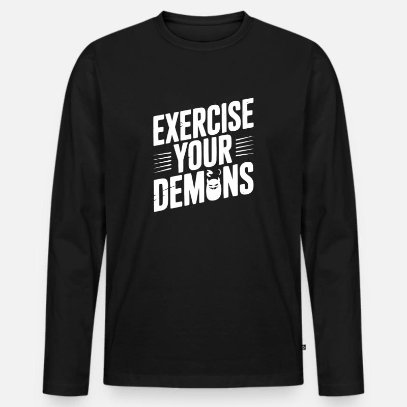 Trainieren Sie Ihre Dämonen - Männer Premium Bio Langarmshirt - Schwarz