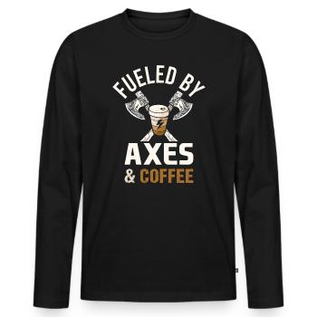 Mythologie viking Valhalla guerrier hache dictons - T-shirt manches longues Premium bio Homme - noir - Devant - Nico (187cm)