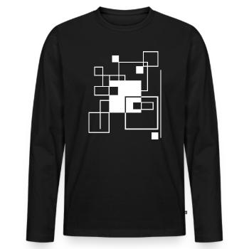 Geometrische Gitterlinie Mosaik-Komposition - Männer Premium Bio Langarmshirt - Schwarz - Vorne - Nico (187cm)