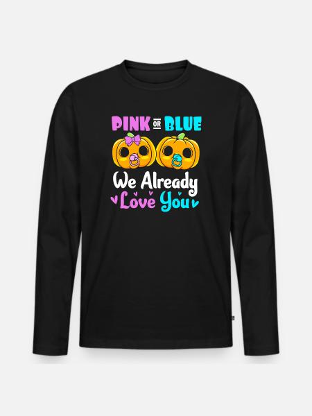 Gender Reveal Halloween Werdender Papa - Männer Premium Bio Langarmshirt - Schwarz