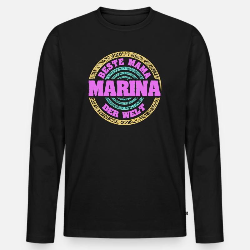 Mutter Marina - Männer Premium Bio Langarmshirt - Schwarz