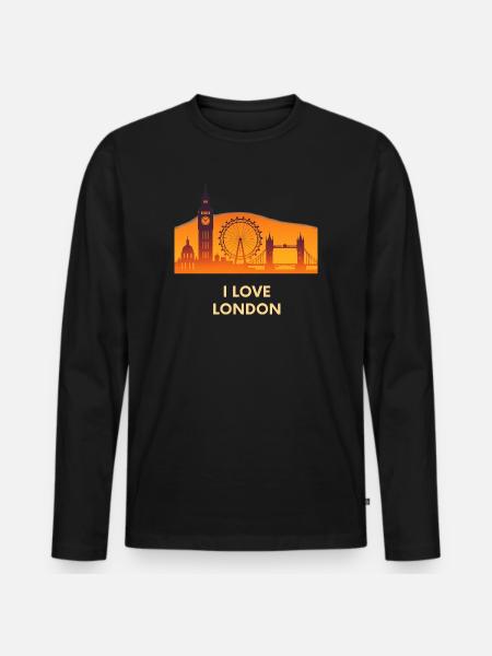 I Love London Skyline Sunset - Men's Premium Organic Long Sleeve Shirt - black
