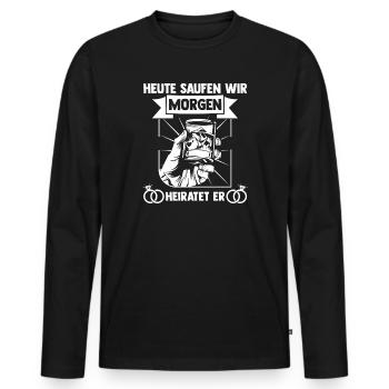 JGA Team Bräutigam Junggesellenabschied - Männer Premium Bio Langarmshirt - Schwarz - Vorne - Nico (187cm)