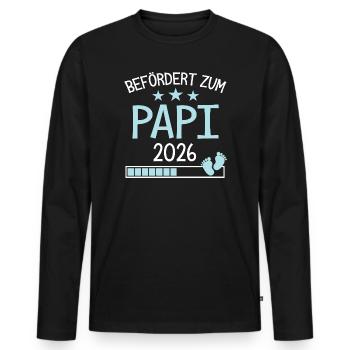 Befördert zu Papi 2026 Geschenk für Großvater - Männer Premium Bio Langarmshirt - Schwarz - Vorne - Nico (187cm)