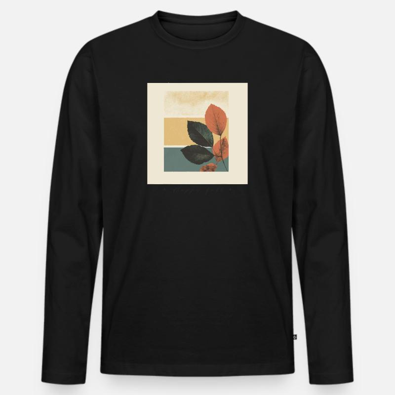Herbst-Blatt-Block-Collage - Männer Premium Bio Langarmshirt - Schwarz