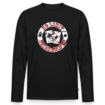 Poker Cards No Limit – Texas Hold'em Design - Men's Premium Organic Long Sleeve Shirt - black - Front - Nico (187cm)
