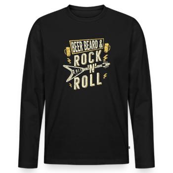 Bière, Barbe & Rock 'n Roll Musique, Guitare, Rock Band - T-shirt manches longues Premium bio Homme - noir - Devant - Nico (187cm)